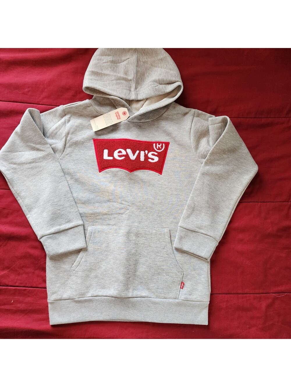 Levi's Girls Gray Fleece Pullover Hoodie Size L G (10/12) Long Sleeve Hooded